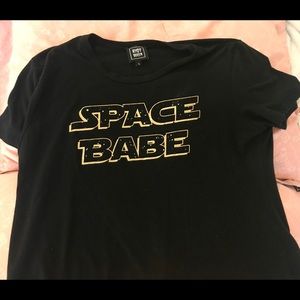 Black shirt with cute writing